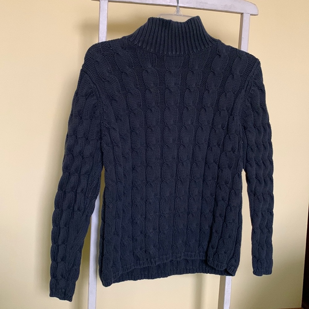 LL Bean cable knit navy sweater, Size M